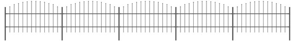 VidaXL Κάγκελα Περίφραξης με Λόγχες Μαύρα (0,75-1) x 8,5 μ. Ατσάλινα