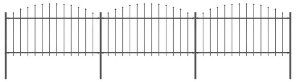 VidaXL Κάγκελα Περίφραξης με Λόγχες Μαύρα (1,25-1,5) x 5,1 μ. Ατσάλινα