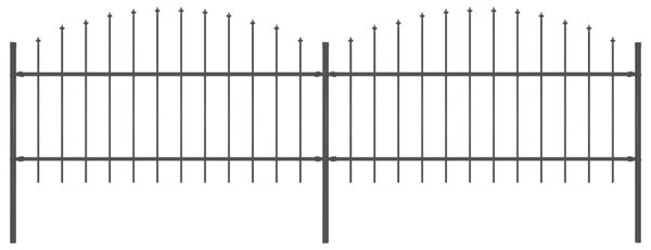 VidaXL Κάγκελα Περίφραξης με Λόγχες Μαύρα (1-1,25) x 3,4 μ. Ατσάλινα