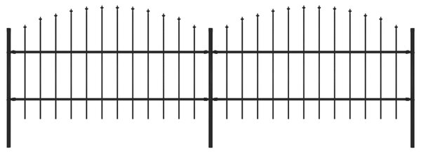 VidaXL Κάγκελα Περίφραξης με Λόγχες Μαύρα (0,75-1) x 3,4 μ. Ατσάλινα
