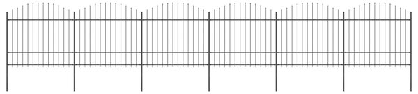 VidaXL Κάγκελα Περίφραξης με Λόγχες Μαύρα (1,5-1,75)x10,2 μ. Ατσάλινα