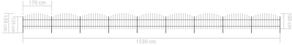 VidaXL Κάγκελα Περίφραξης με Λόγχες Μαύρα (0,75-1) x 15,3 μ. Ατσάλινα