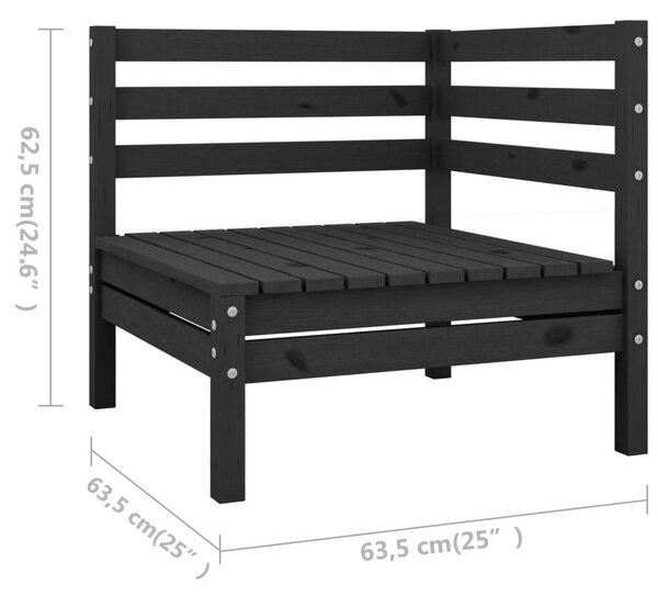 Σαλόνι Κήπου Σετ 6 Τεμαχίων Μαύρο από Μασίφ Ξύλο Πεύκου - Μαύρο