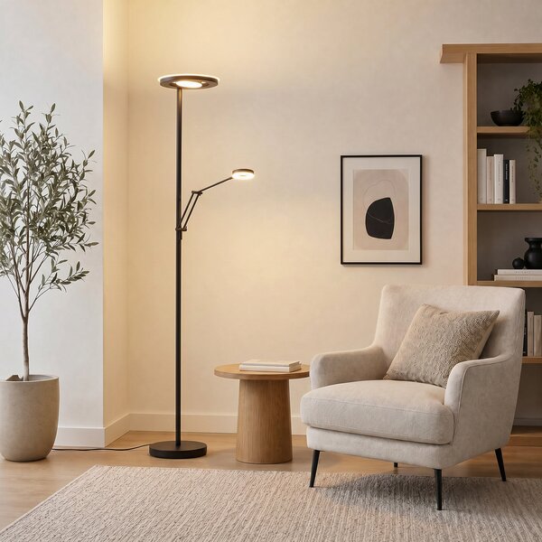 Trio Lighting LED φωτιστικό οροφής Barrie με φως ανάγνωσης μαύρο ματ, ρυθμιζόμενος, Μαύρο, Σαλόνι / τραπεζαρία, Μέταλλο, σύγχρονο, Φως ανάγνωσης