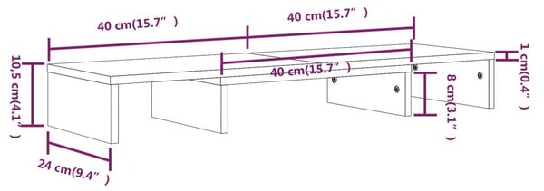 Βάση Οθόνης 80 x 24 x 10,5 εκ. από Μασίφ Ξύλο Πεύκου - Καφέ