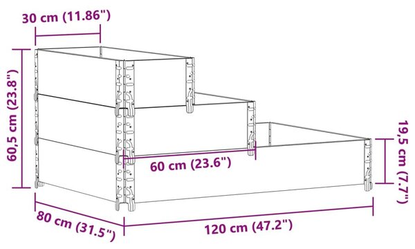 Ζαρντινιέρα Υπερυψωμένη 3 Επιπέδων 120x80 εκ. Μασίφ Ξύλο Πεύκου - Καφέ