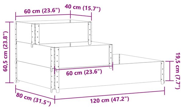 Ζαρντινιέρα Υπερυψωμένη 3 Επιπέδων 120x80 εκ. Μασίφ Ξύλο Πεύκου - Καφέ