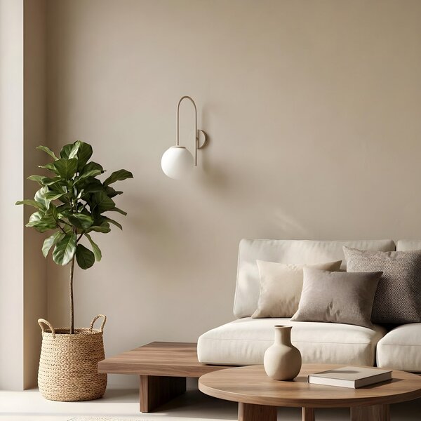Luminex Φωτιστικό τοίχου Cambridge, μπεζ, ύψος 34 cm, μέταλλο/γυαλί, E14, ρυθμιζόμενος, Μπεζ, Σαλόνι / τραπεζαρία, Μέταλλο, σύγχρονο, Σφαίρα
