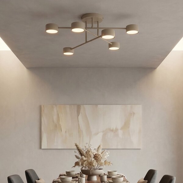 EMIBIG LIGHTING Φωτιστικό οροφής HALO, μπεζ, Ø 60 εκ., 6 λάμπες, μέταλλο, GX53, ρυθμιζόμενος, Μπεζ, Σαλόνι / τραπεζαρία, Μέταλλο, σύγχρονο, Ημικυκλική οροφή με απόσταση