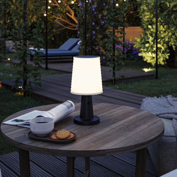 Paulmann LED ηλιακή επιτραπέζια λάμπα Ilanga, ανθρακί, 30 εκ., IP44, ρυθμιζόμενος, Μαύρο, Πλαστικό, σύγχρονο, Ηλιακά φώτα