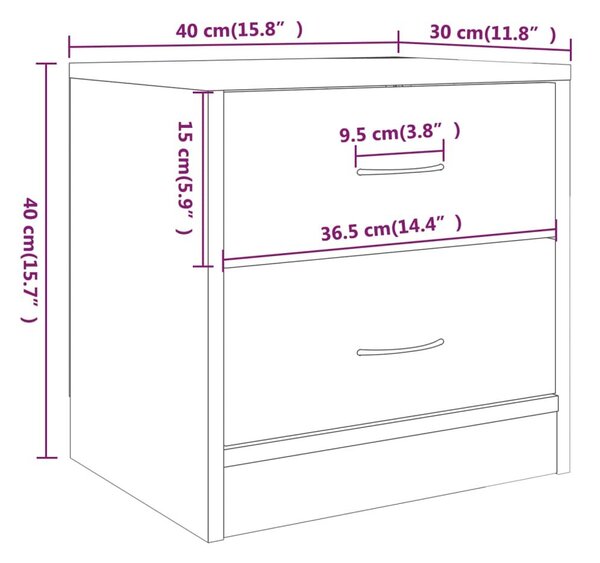 Κομοδίνα 2 τεμ. Γκρι Sonoma 40x30x40 εκ. από Επεξεργασμένο Ξύλο - Γκρι