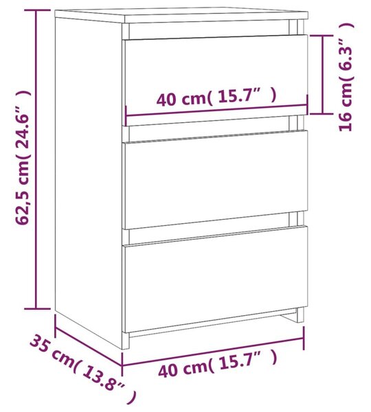 Κομοδίνα 2 τεμ. Γκρι Sonoma 40x35x62,5 εκ. Επεξεργασμένο Ξύλο - Γκρι