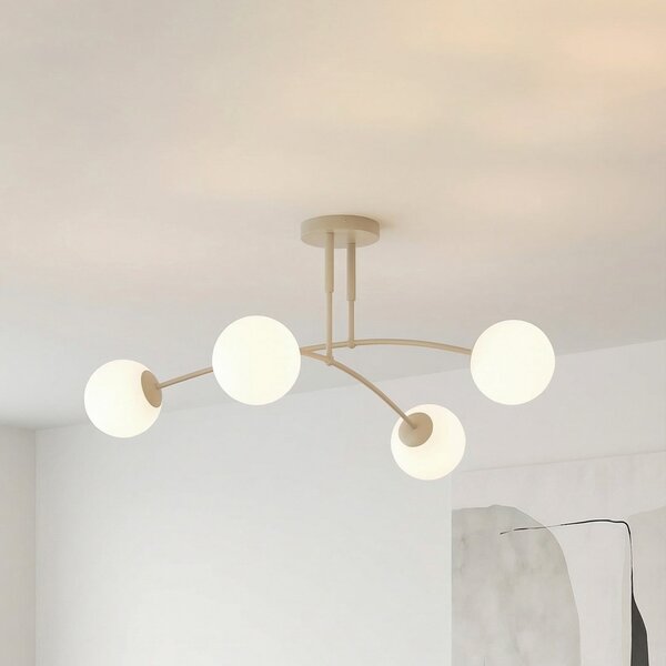 EMIBIG LIGHTING Φωτιστικό οροφής Pregos, μπεζ, Ø 60 εκ., 4 λάμπες, μέταλλο/γυαλί, ρυθμιζόμενος, Μπεζ, Σαλόνι / τραπεζαρία, Γυαλί, σύγχρονο, Σφαίρα