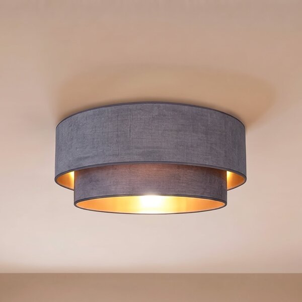 Duolla Φωτιστικό οροφής Boho, γκρι/χρυσό, Ø 60 cm, ύφασμα, E27, Γκρι, Διάδρομος, Ύφασμα / Κλωστοϋφαντουργία, Νεανική διαβίωση