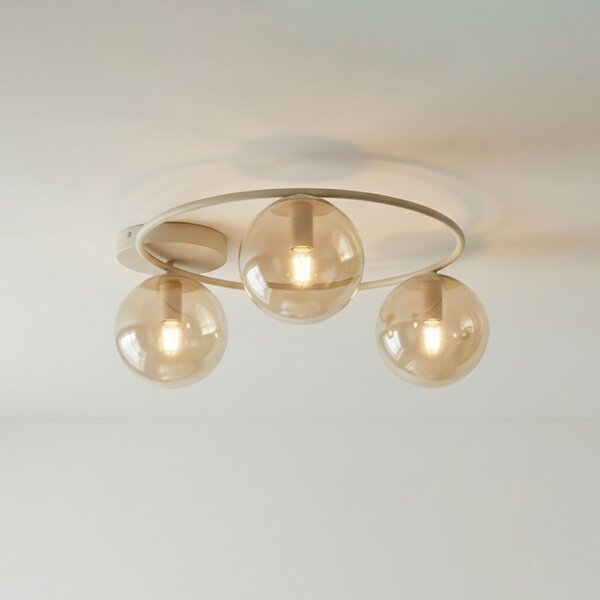 EMIBIG LIGHTING Φωτιστικό οροφής Sopra, μπεζ, Ø 47 εκ., 3 λάμπες, γυαλί/μέταλλο E14, ρυθμιζόμενος, Μπεζ, Σαλόνι / τραπεζαρία, Γυαλί, σύγχρονο, Σφαίρα