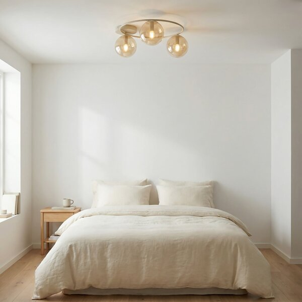 EMIBIG LIGHTING Φωτιστικό οροφής Sopra, μπεζ, Ø 47 εκ., 3 λάμπες, γυαλί/μέταλλο E14, ρυθμιζόμενος, Μπεζ, Σαλόνι / τραπεζαρία, Γυαλί, σύγχρονο, Σφαίρα