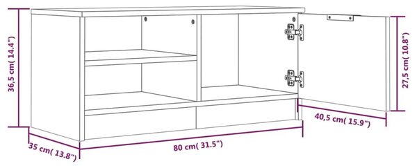 Έπιπλα Τηλεόρασης 2 τεμ. Καπνιστή Δρυς 80x35x36,5 εκ Επεξ. Ξύλο - Καφέ