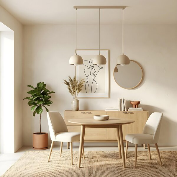 Luminex Κρεμαστό φωτιστικό Sool, μπεζ, μήκος 65 cm, 3 λάμπες, μέταλλο, E27, ρυθμιζόμενος, Μπεζ, Σαλόνι / τραπεζαρία, Μέταλλο
