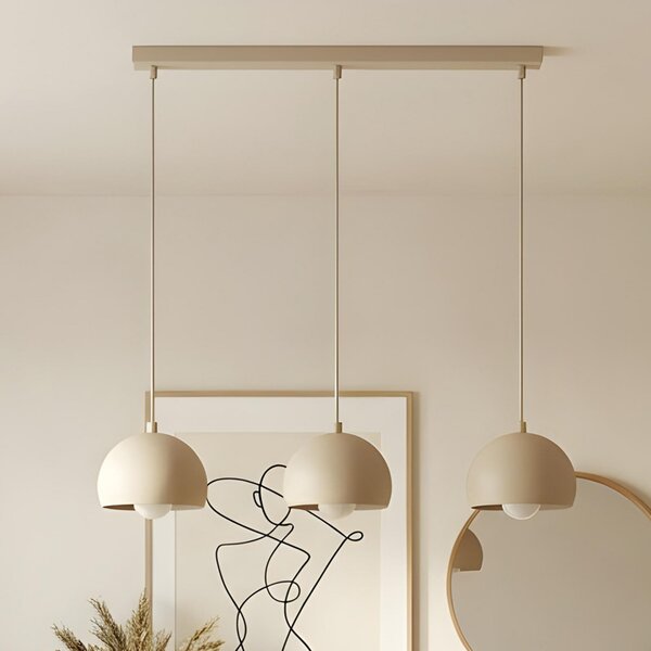Luminex Κρεμαστό φωτιστικό Sool, μπεζ, μήκος 65 cm, 3 λάμπες, μέταλλο, E27, ρυθμιζόμενος, Μπεζ, Σαλόνι / τραπεζαρία, Μέταλλο
