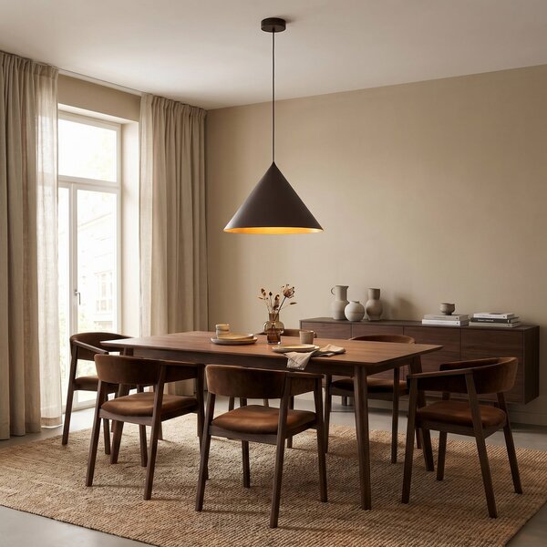 TK Lighting Κρεμαστό φωτιστικό Cono, 1 λάμπα, Ø 50 cm, καφέ, E27, ρυθμιζόμενος, Καφέ / Σκουριάς, Σαλόνι / τραπεζαρία, Μέταλλο, σύγχρονο