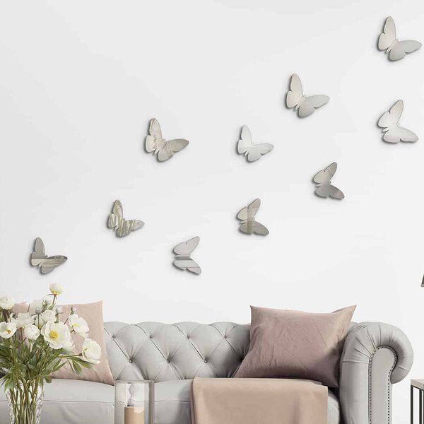 Αυτοκόλλητα Τοίχου Ango Silver Butterflies 3D 24012