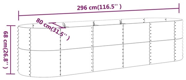 Ζαρντινιέρα Ασημί 296x80x68 εκ. Ατσάλι με Ηλεκτρ. Βαφή Πούδρας - Ασήμι