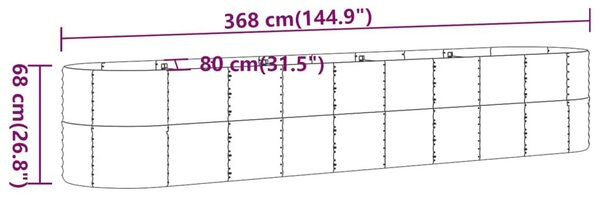 Ζαρντινιέρα Γκρι 368x80x68 εκ. Ατσάλι με Ηλεκτρ. Βαφή Πούδρας - Γκρι