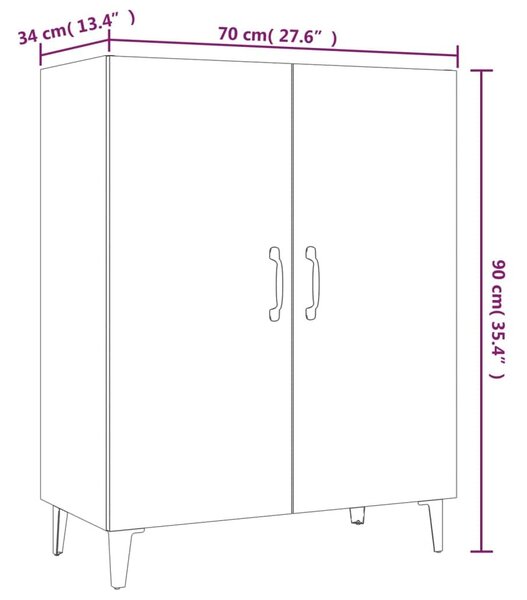 Ντουλάπι Καπνιστή Δρυς 70 x 34 x 90 εκ. Επεξεργασμένο Ξύλο - Καφέ