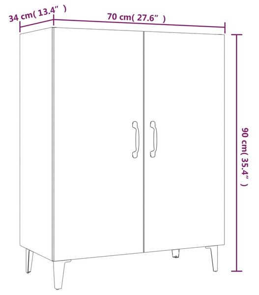 Ντουλάπι Γκρι Σκυροδέματος 70 x 34 x 90εκ. Επεξεργασμένο Ξύλο - Γκρι