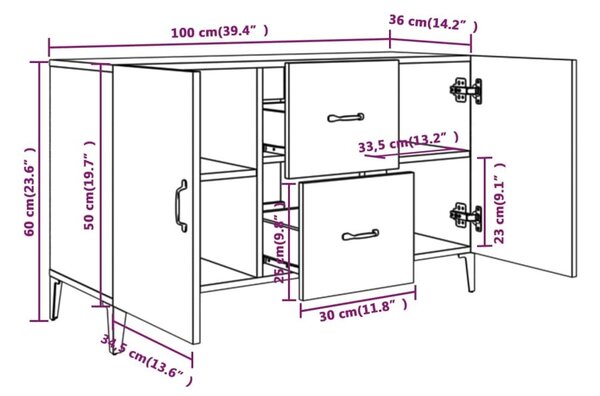 Ντουλάπι Μαύρο 100x36x60 εκ. από Επεξεργασμένο Ξύλο - Μαύρο