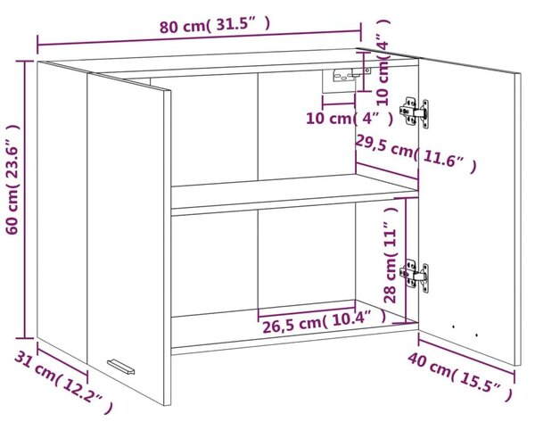 Κρεμαστό Ντουλάπι Καπνιστή Δρυς 80x31x60 εκ. από Επεξεργ. Ξύλο - Καφέ