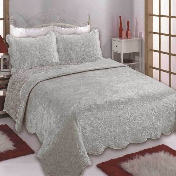 Κουβερλί Βελουτέ Μονό (Σετ 160x220) Silk Fashion NX2212 Light Grey