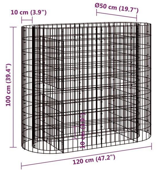 Συρματοκιβώτιο-Γλάστρα Υπερυψωμένη 120x50x100 εκ Γαλβαν. Ατσάλι - Ασήμι