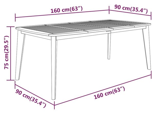 Τραπέζι Κήπου 160x90x75 εκ. από Μασίφ Ξύλο Ακακίας - Καφέ