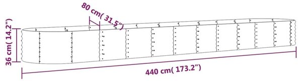 Ζαρντινιέρα Γκρι 440x80x36 εκ. Ατσάλι με Ηλεκτρ. Βαφή Πούδρας - Γκρι