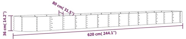 Ζαρντινιέρα Ασημί 620x80x36 εκ. Ατσάλι με Ηλεκτρ. Βαφή Πούδρας - Ασήμι