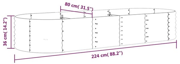 Ζαρντινιέρα Καφέ 224x80x36 εκ. Ατσάλι με Ηλεκτρ. Βαφή Πούδρας - Καφέ