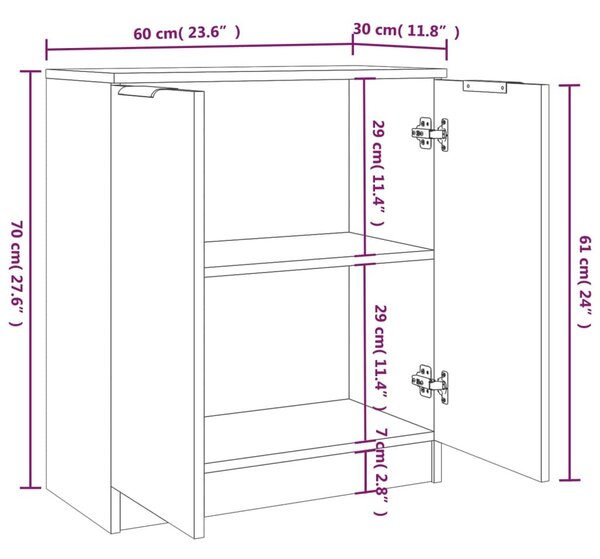 Ντουλάπι 2 τεμ. Γκρι Sonoma 60x30x70 εκ. από Επεξεργασμένο Ξύλο - Γκρι