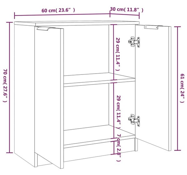 Ντουλάπια 2 τεμ. Γυαλιστερό Λευκό 60x30x70εκ.Επεξεργασμένο Ξύλο - Λευκό