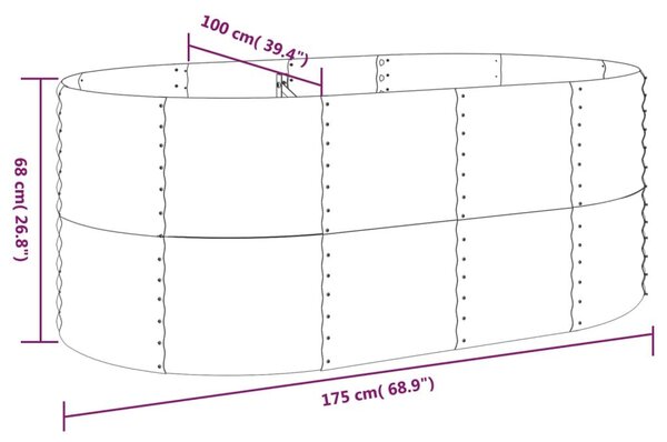 Ζαρντινιέρα Ασημί 175x100x68 εκ. Ατσάλι με Ηλεκτρ. Βαφή Πούδρας - Ασήμι