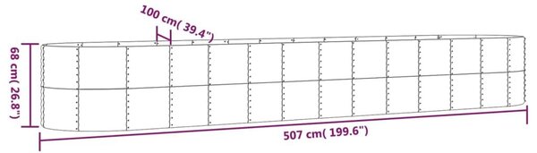 Ζαρντινιέρα Πράσινη 507x100x68εκ Ατσάλι με Ηλεκτρ. Βαφή Πούδρας - Πράσινο