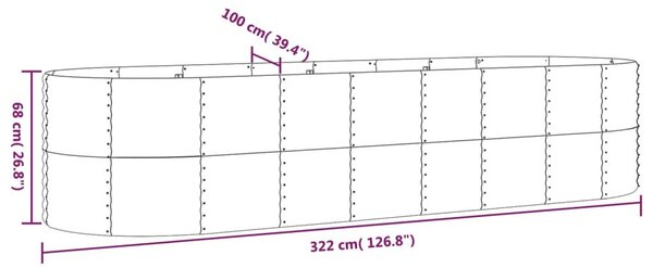 Ζαρντινιέρα Ασημί 322x100x68 εκ. Ατσάλι με Ηλεκτρ. Βαφή Πούδρας - Ασήμι