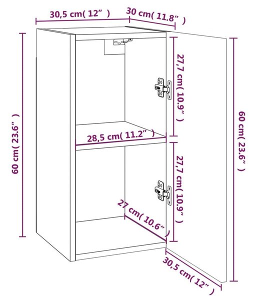 Έπιπλα Τηλεόρασης 4 τεμ. Καφέ Δρυς 30,5x30x36 εκ. Επεξ. Ξύλο - Καφέ