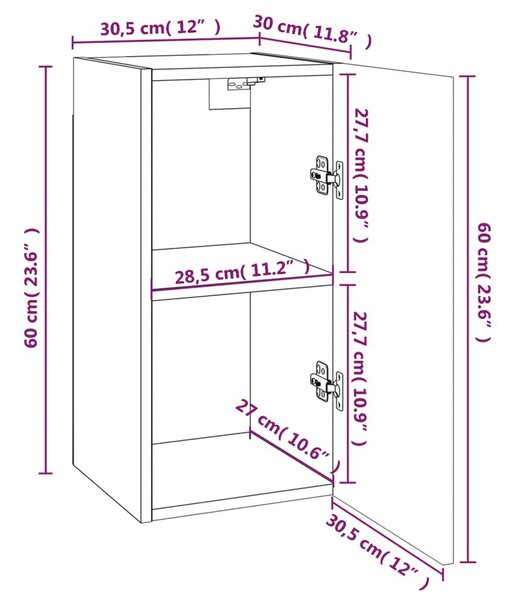 Έπιπλο Τηλεόρασης Γκρι Sonoma 30,5x30x60 εκ. από Επεξεργ. Ξύλο - Γκρι