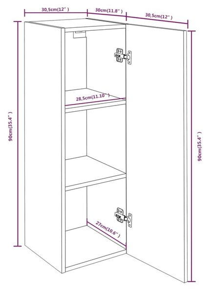 Έπιπλο Τηλεόρασης Καπνιστή Δρυς30,5x30x90εκ. Επεξεργασμένο Ξύλο - Καφέ