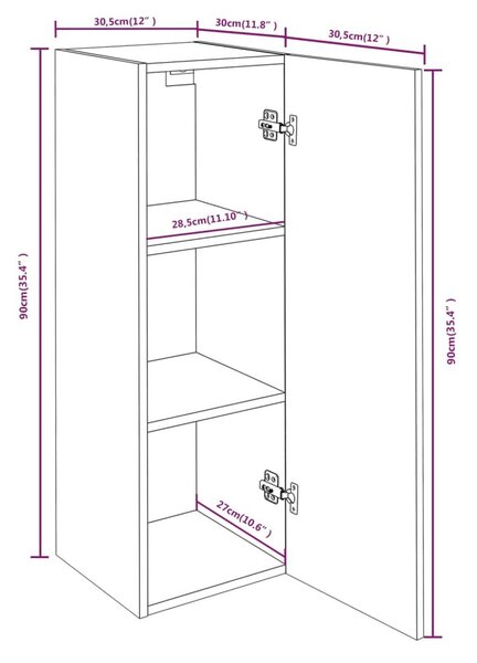 Έπιπλο Τηλεόρασης Καφέ Δρυς 30,5x30x90 εκ. Επεξεργασμένο Ξύλο - Καφέ