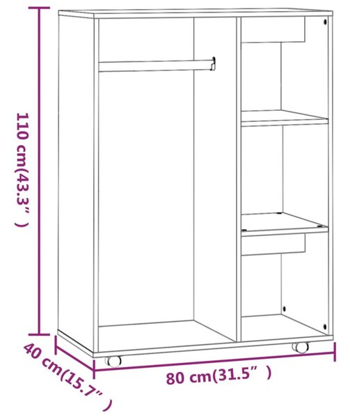 Ντουλάπα Γκρι Sonoma 80 x 40 x 110 εκ. από Επεξεργασμένο Ξύλο - Γκρι