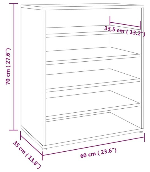 Παπουτσοθήκη Καπνιστή Δρυς 60x35x70 εκ. από Επεξεργασμένο Ξύλο - Καφέ