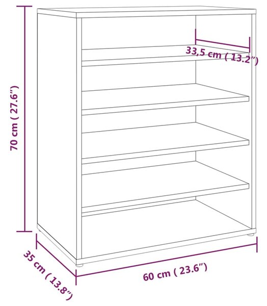 Παπουτσοθήκη Γκρι Sonoma 60x35x70 εκ. από Επεξεργασμένο Ξύλο - Γκρι