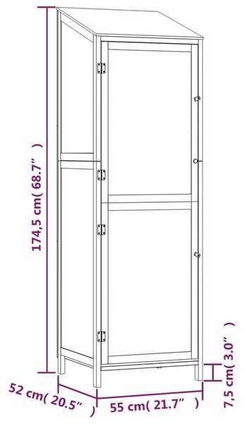 Αποθήκη Κήπου 55 x 52 x 174,5 εκ. από Μασίφ Ξύλο Ελάτης - Καφέ